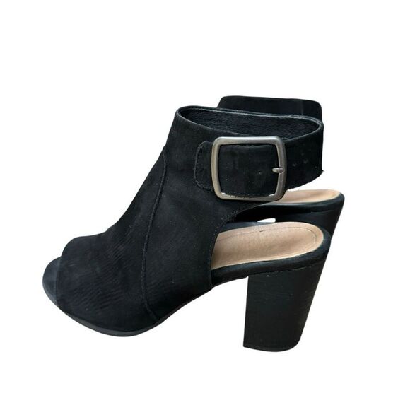 Vionic Blakely Peep Toe Booties Block Heels Black Suede Women's Shoes Size 8 - Picture 3 of 8